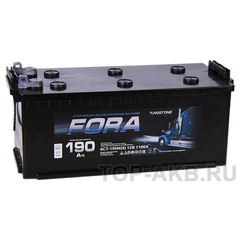 Автомобильный аккумулятор FORA 190 рус (клеммы под болт) 1100A 524x239x240