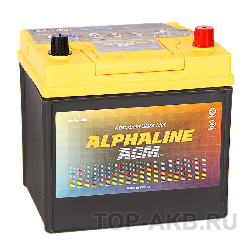 Автомобильный аккумулятор Alphaline AGM D23L 50R 550A 232x172x220 Start-Stop