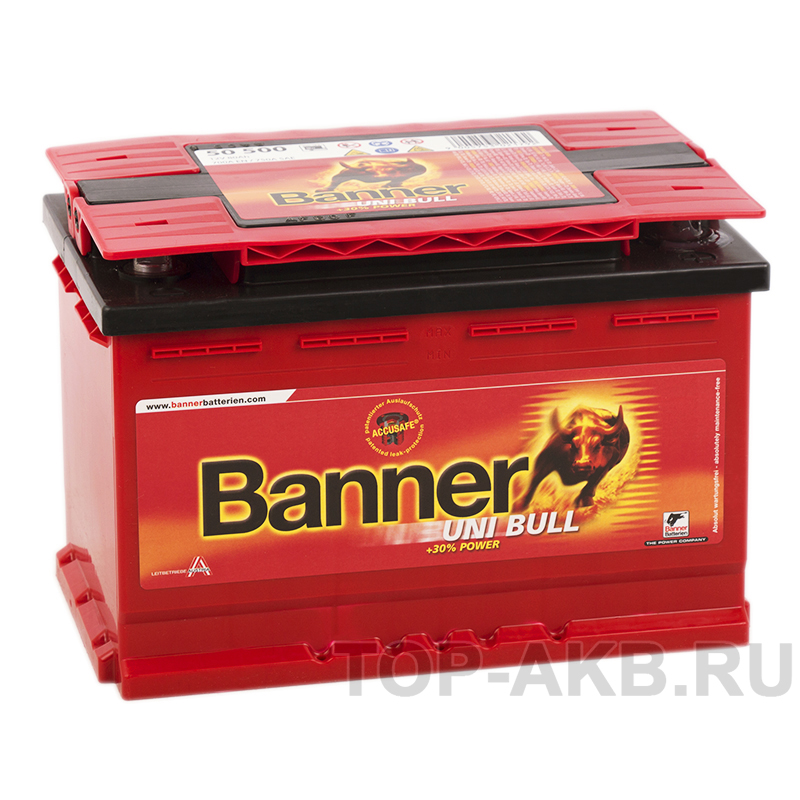 Автомобильный аккумулятор BANNER uni Bull (50 500) 80 700A 278x175x190