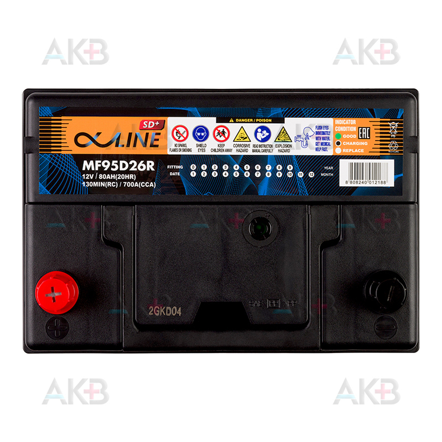 Автомобильный аккумулятор Alphaline SD 95D26R 80L 700A 260x172x220