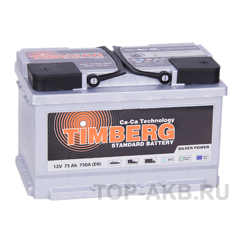 Автомобильный аккумулятор Timberg Silver 75R низкий 750A 278х175х175
