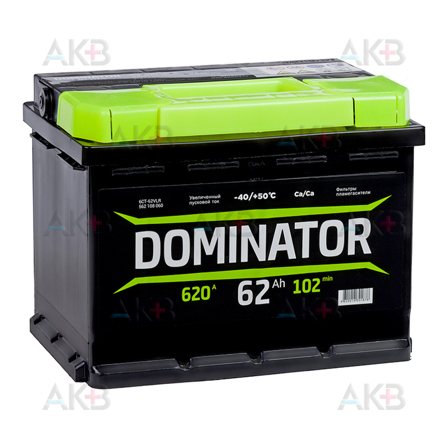 Автомобильный аккумулятор Dominator 62R 620А 242x175x190