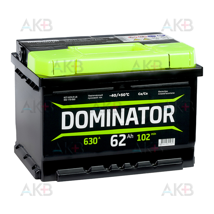 Автомобильный аккумулятор Dominator 62R низкий 630А 242x175x175