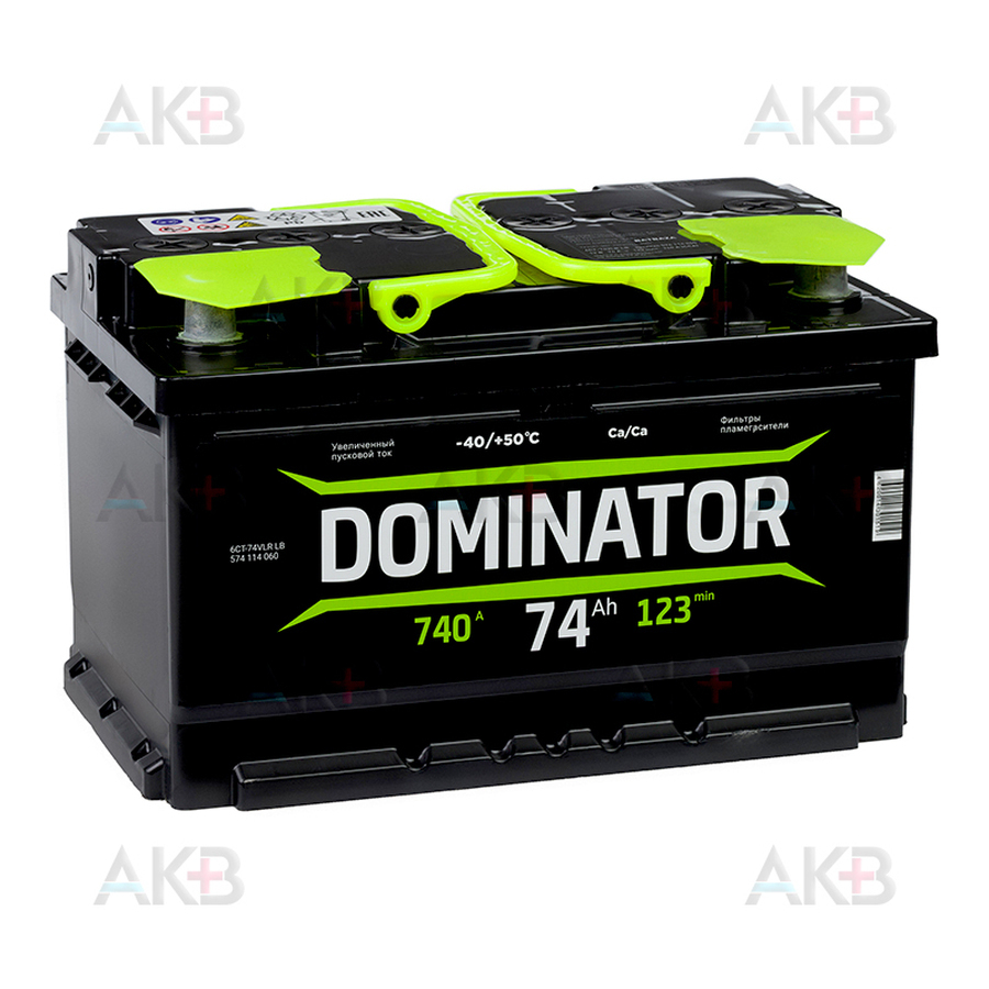 Автомобильный аккумулятор Dominator 74R низкий 740А 278x175x175