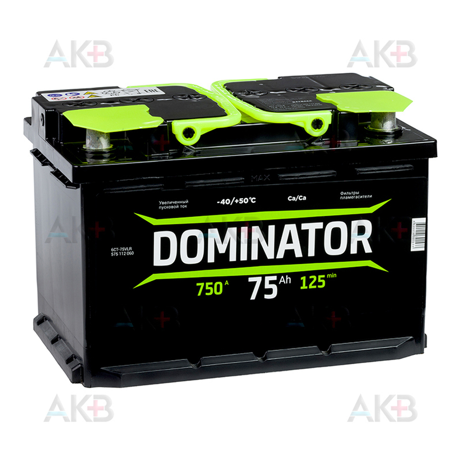Автомобильный аккумулятор Dominator 75R 750А 278x175x190