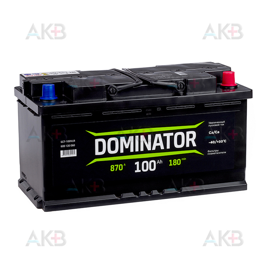 Автомобильный аккумулятор Dominator 100R 870А 353x175x190