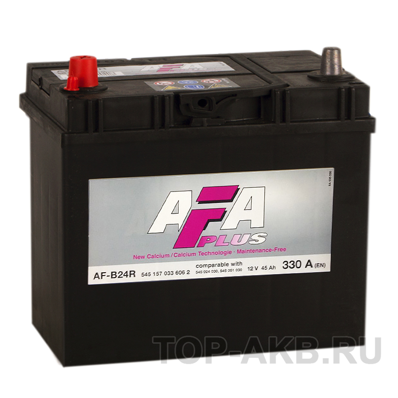 Автомобильный аккумулятор AFA Plus 45 Ач 330A прям. пол. (238x129x227) AF-B24R узкие кл.