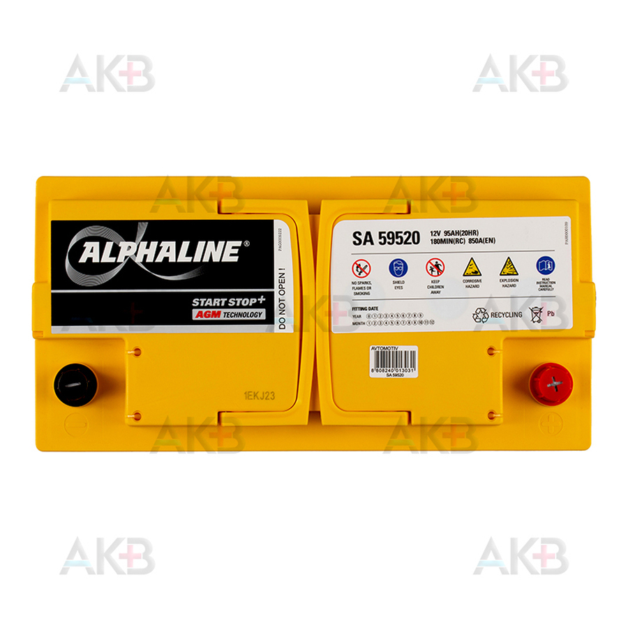 Автомобильный аккумулятор Alphaline AGM 95 L5 850A (353x175x190) AX 595950 59520