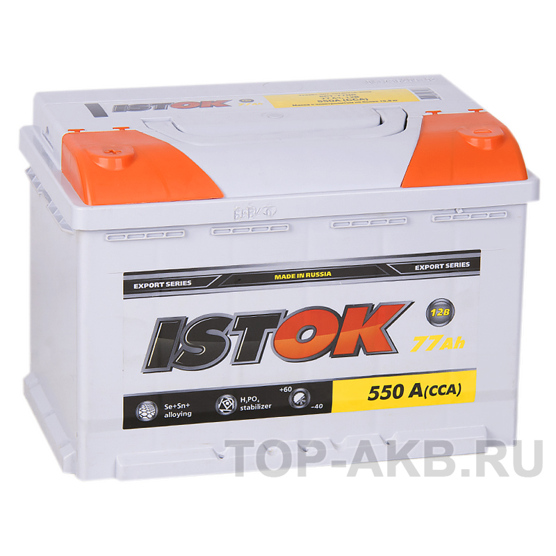 Автомобильный аккумулятор ISTOK 77 Ач 550A прям. пол. (278x175x190) 6СТ-77N