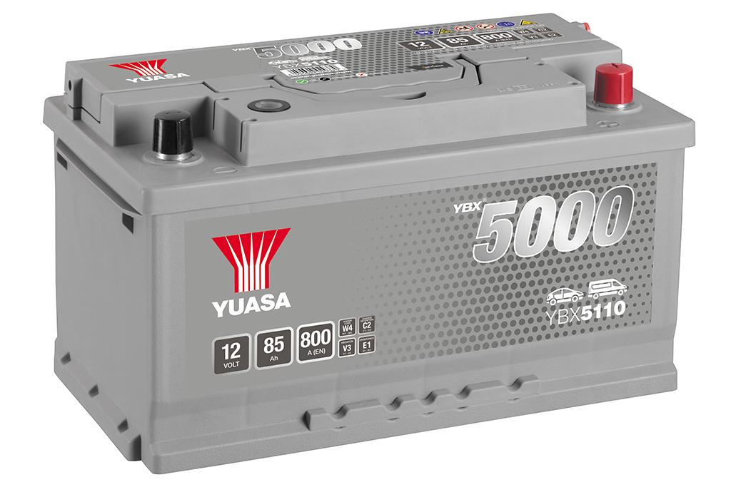 Автомобильный аккумулятор YUASA YBX5110 85 Ач 800А обр. пол. (315x175x175) низк.