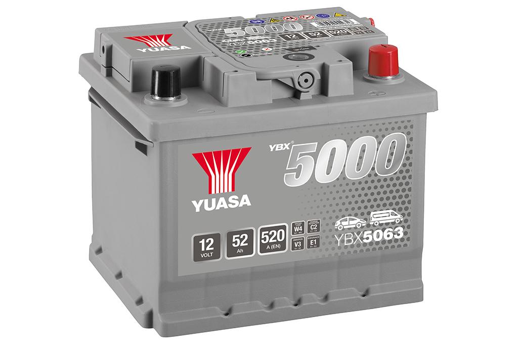 Автомобильный аккумулятор YUASA YBX5063 52 Ач 520А обр. пол. (207x175x175) низк.