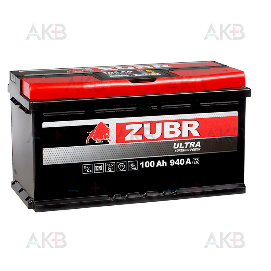 Автомобильный аккумулятор ZUBR Ultra 100R 940A (353x175x190)