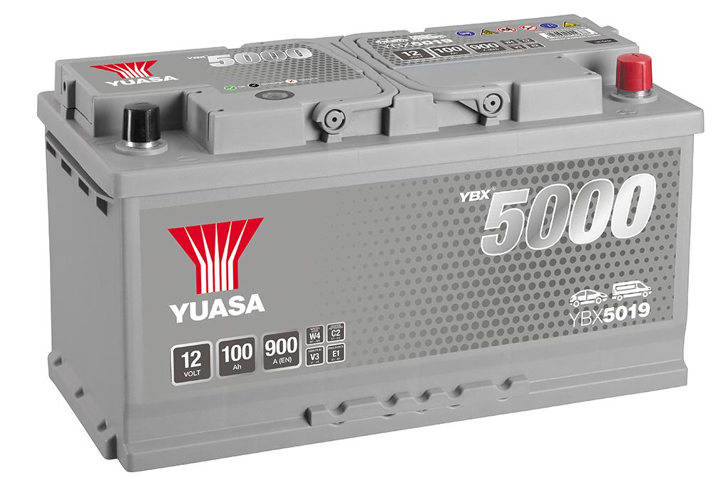 Автомобильный аккумулятор YUASA YBX5019 100 Aч 900А обр. пол. (353x175x190)