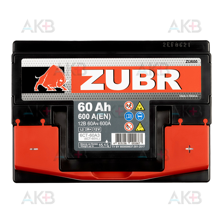 Автомобильный аккумулятор ZUBR Ultra 60R 600A (242x175x190)