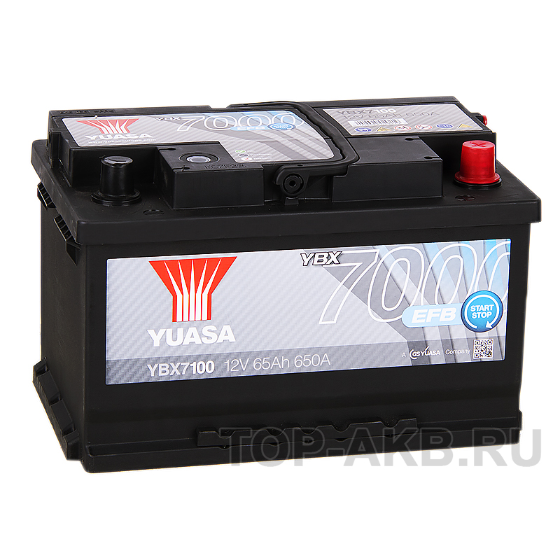 Автомобильный аккумулятор YUASA YBX7100 65 Ач 650А обр. пол. (278x175x175) EFB