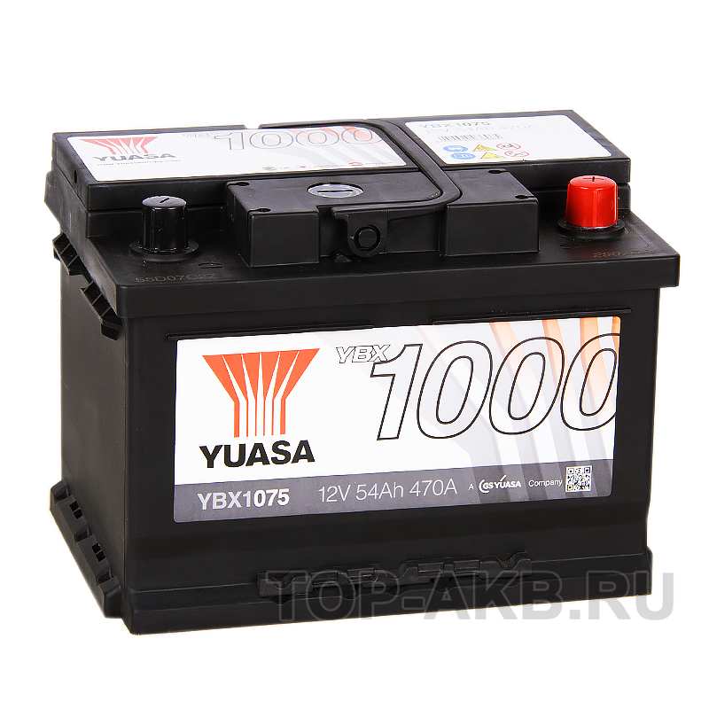 Автомобильный аккумулятор YUASA YBX1075 54Ач 470А обр. пол. (242x175x175) низк.