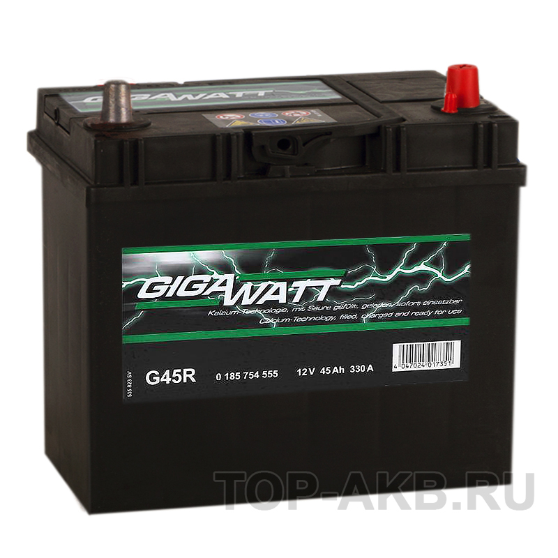 Автомобильный аккумулятор Gigawatt 45R 330A 238x129x227
