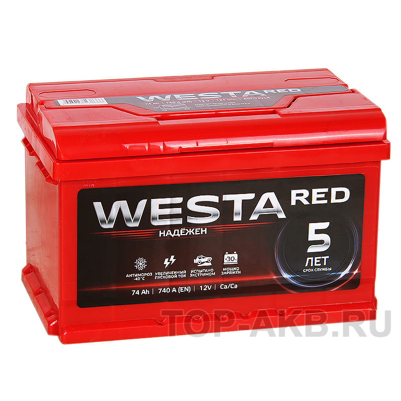 Автомобильный аккумулятор Westa 74R низкий 760A 278x175x175