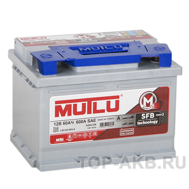 Автомобильный аккумулятор Mutlu Mega Calcium 60R низкий 540A 242x175x175