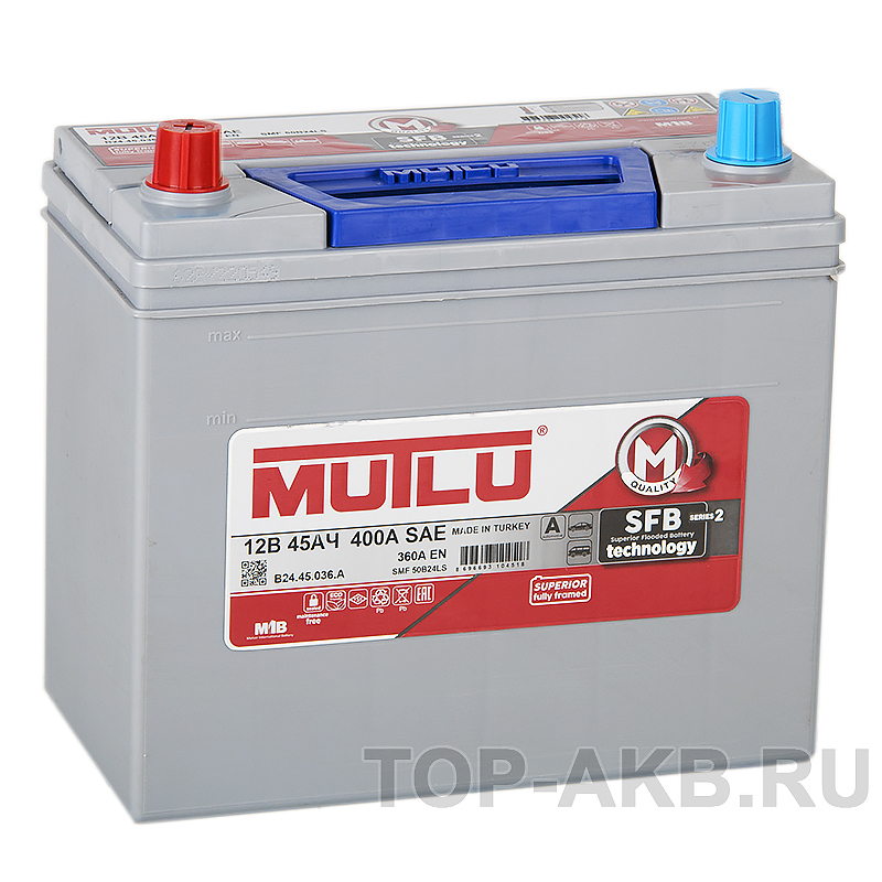 Автомобильный аккумулятор Mutlu Mega 50B24RS 45L прямая пол. 360А (238x129x227) SMF M2