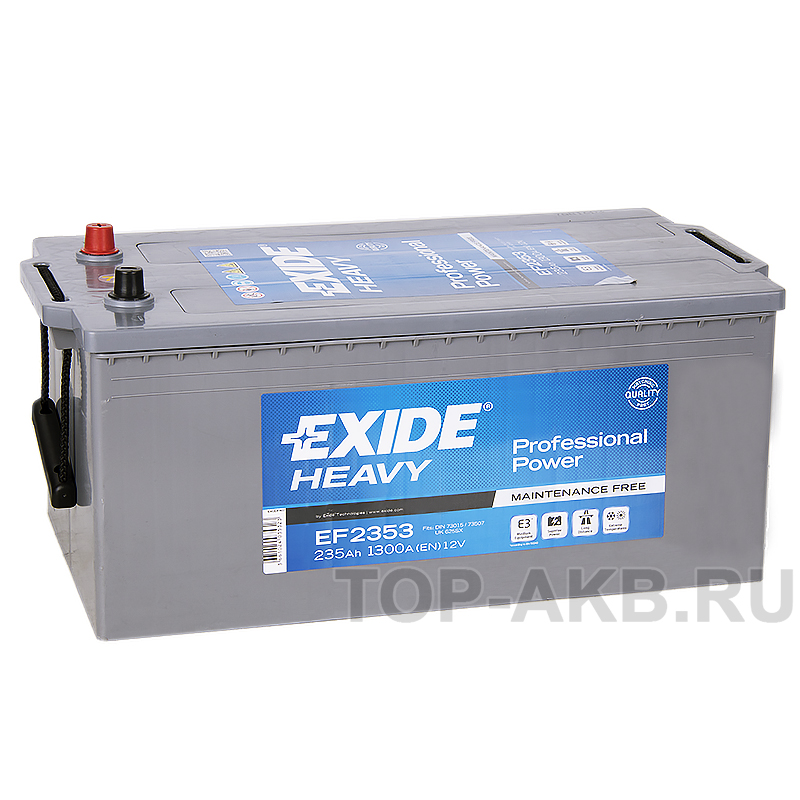 Автомобильный аккумулятор Exide Heavy Professional 235 А·ч евро 1300А (518x276x242) EF2353