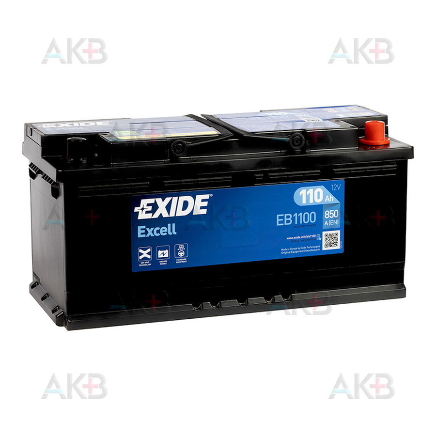 Автомобильный аккумулятор Exide Excell 110R (850A 393x175x190) EB1100