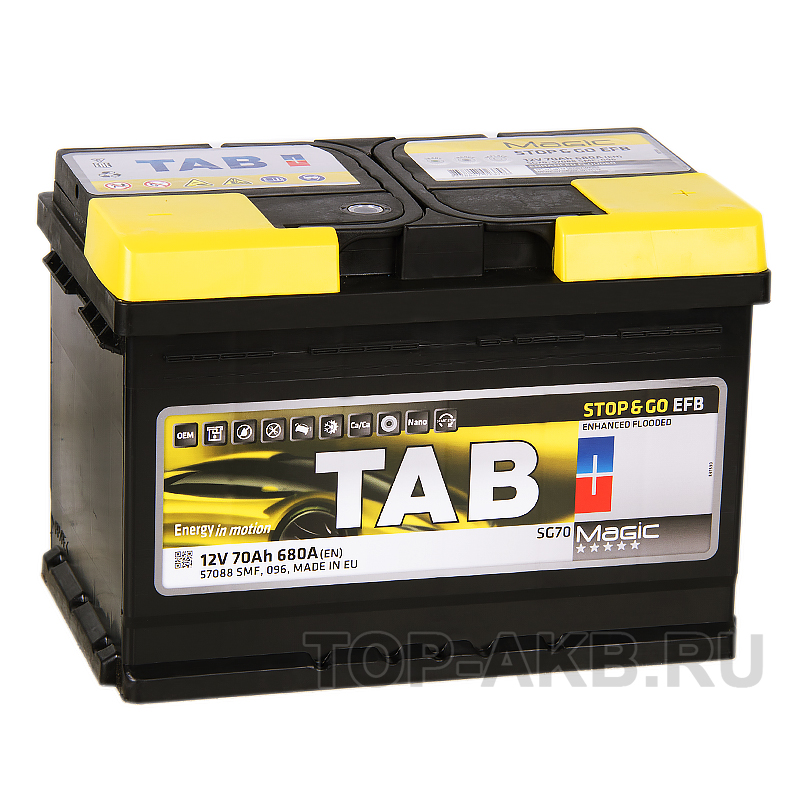 Автомобильный аккумулятор Tab EFB Stop-n-Go 70R (680A 278x175x190) 212070 57088