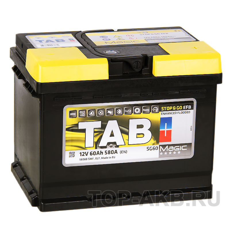 Автомобильный аккумулятор Tab EFB Stop-n-Go 60R (580A 242x175x190) 212060 56088
