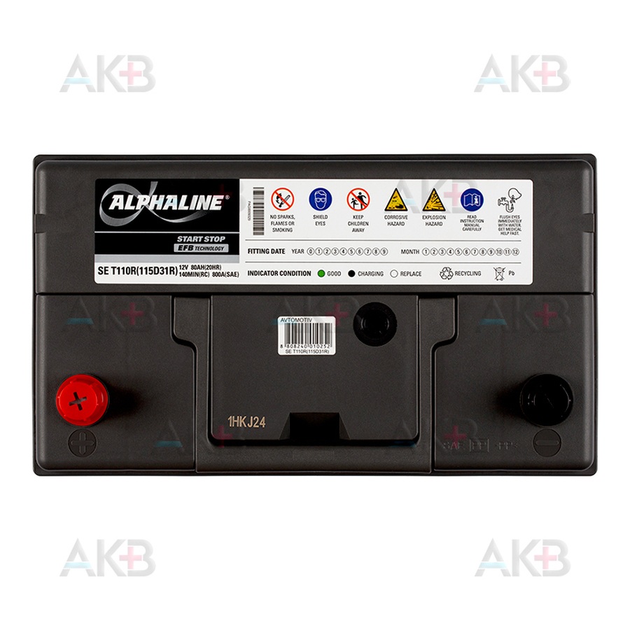 Автомобильный аккумулятор Alphaline EFB 115D31R 80L (800A 306x173x223) T110R Start-Stop