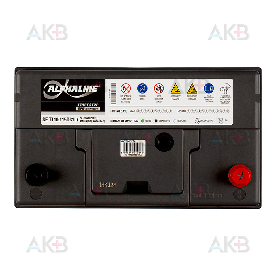Автомобильный аккумулятор Alphaline EFB 115D31L 80R (800A 306x173x223) T110L Start-Stop