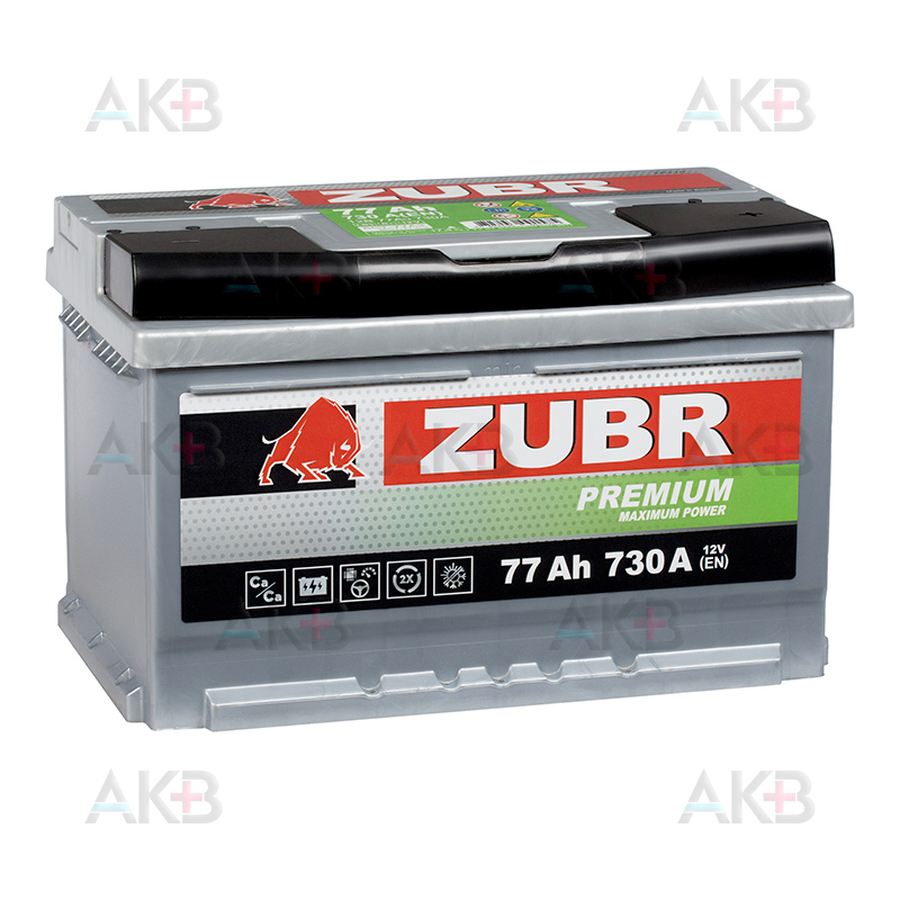 Автомобильный аккумулятор ZUBR Premium 77R 730A (278x175x175) низкий