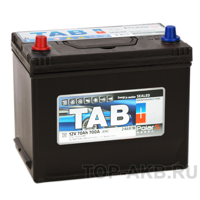 Автомобильный аккумулятор Tab Polar S 70L (700А 261x175x220) D26 прям. 246770 57024