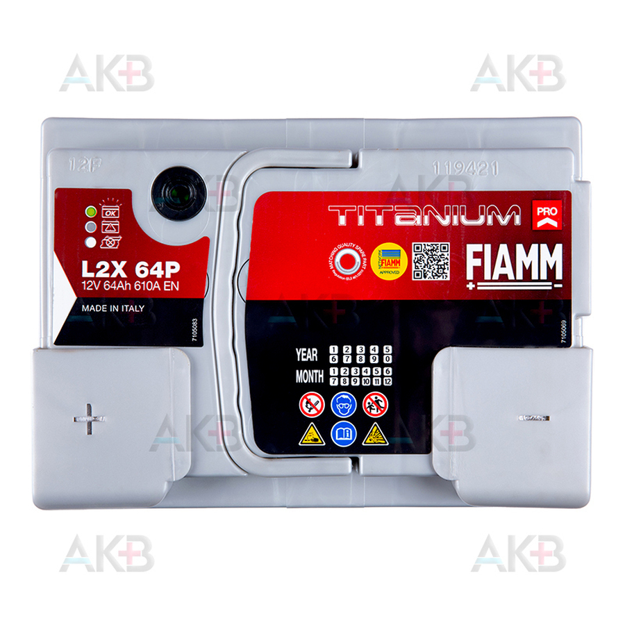 Автомобильный аккумулятор Fiamm Titanium Pro 64 Ач 610A прям. пол. (241x175x190) L2X 64P