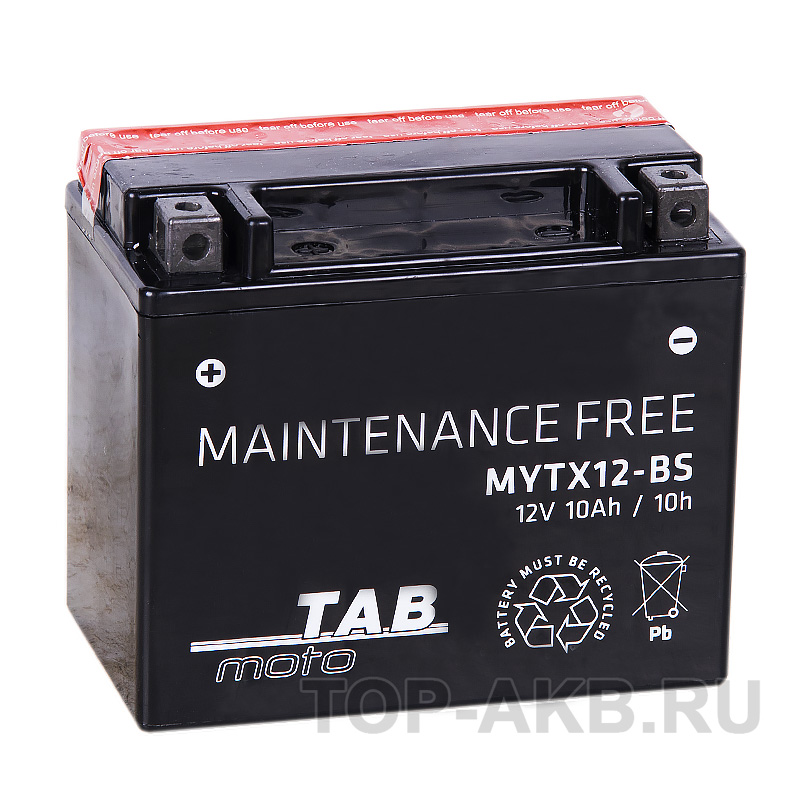 Мото аккумулятор TAB Moto Maintenance free MYTX12-BS 12V 11Ah 180A (150х87х130) прям. пол. AGM сухоз.