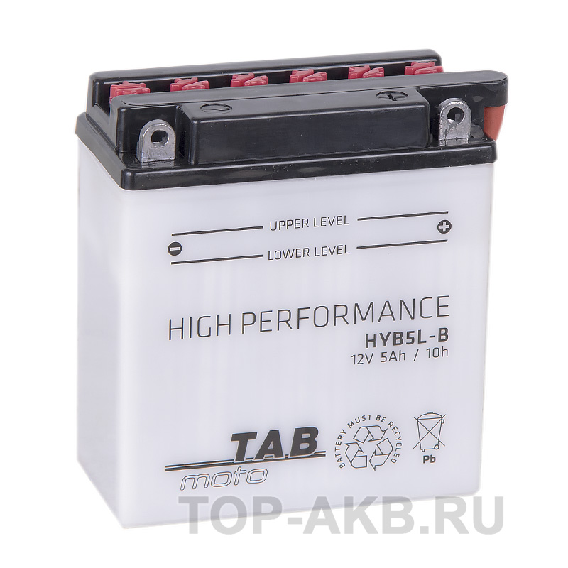 Мото аккумулятор TAB Moto High performance HYB5L-B 12V 5Ah 65A (120х60х130) обр. пол. сухоз.