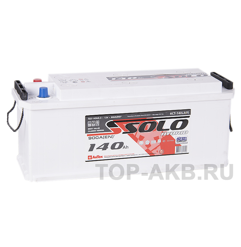 Автомобильный аккумулятор SOLO 140 евро (900A 514х175х210)