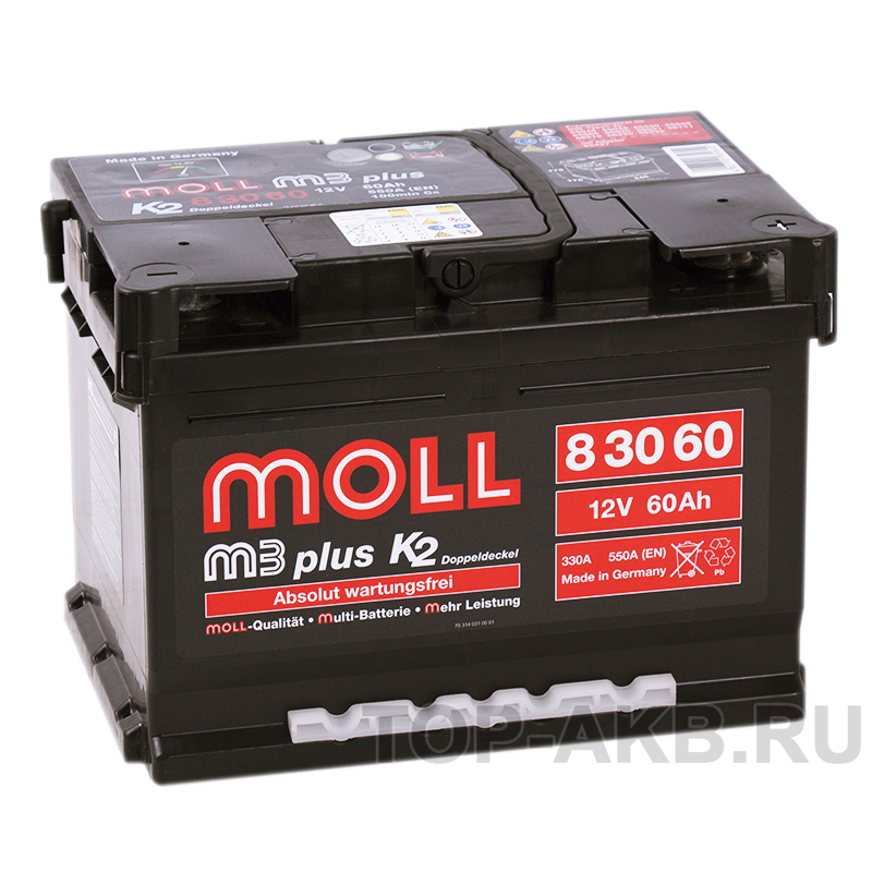 Автомобильный аккумулятор Moll M3plus 60R 550A 242x175x175