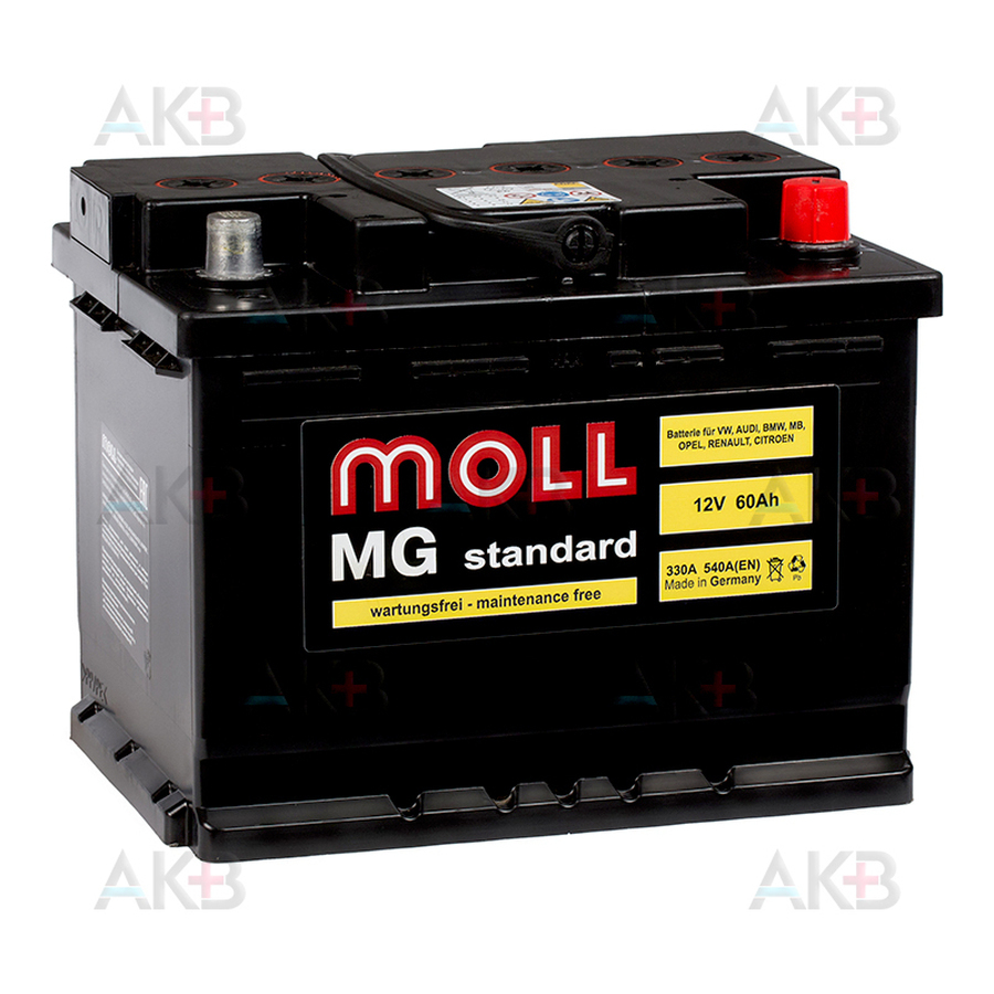 Автомобильный аккумулятор Moll MG Standard 60R 540A 242x175x190