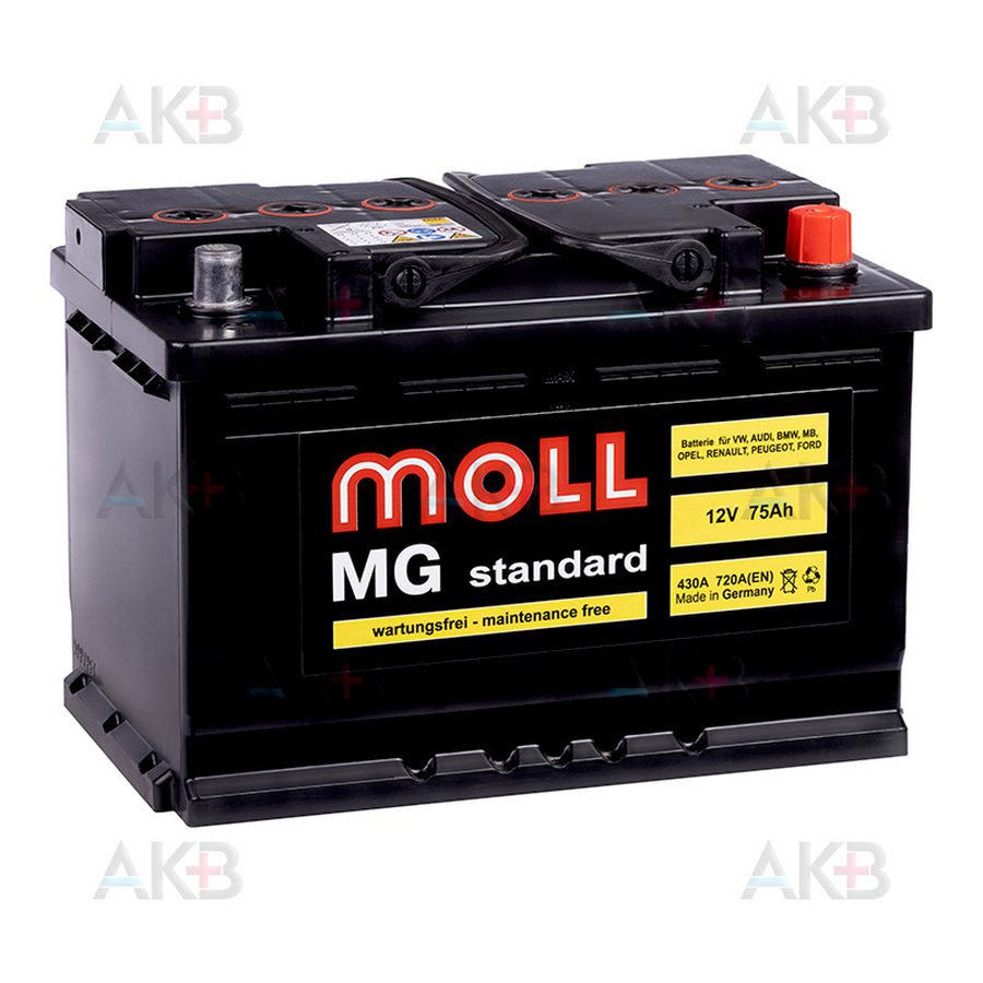 Автомобильный аккумулятор Moll MG Standard 75R 720A 276x175x190