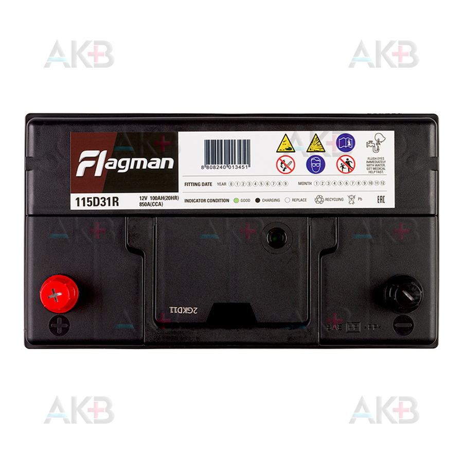 Автомобильный аккумулятор Flagman 115D31R 100L 850A 302x172x220