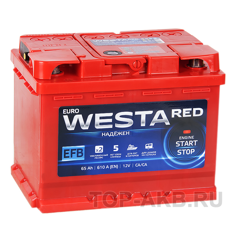 Автомобильный аккумулятор Westa RED EFB 65L 610A (242x175x190)