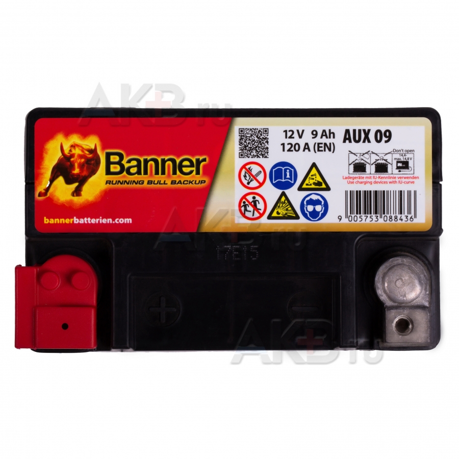 Мото аккумулятор BANNER Running Bull AGM BACKUP (509 00 / AUX 09) 9L 120A 150x87x105