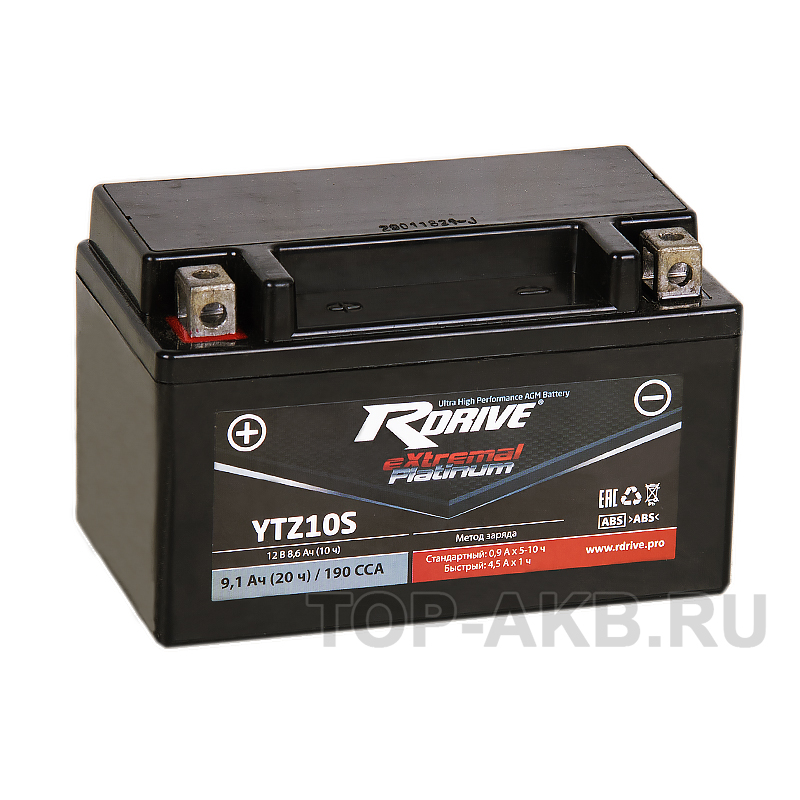 Мото аккумулятор RDrive YTZ10S 12V 8Ah 190А прям. пол. AGM (150x87x93) eXtremal PLATINUM