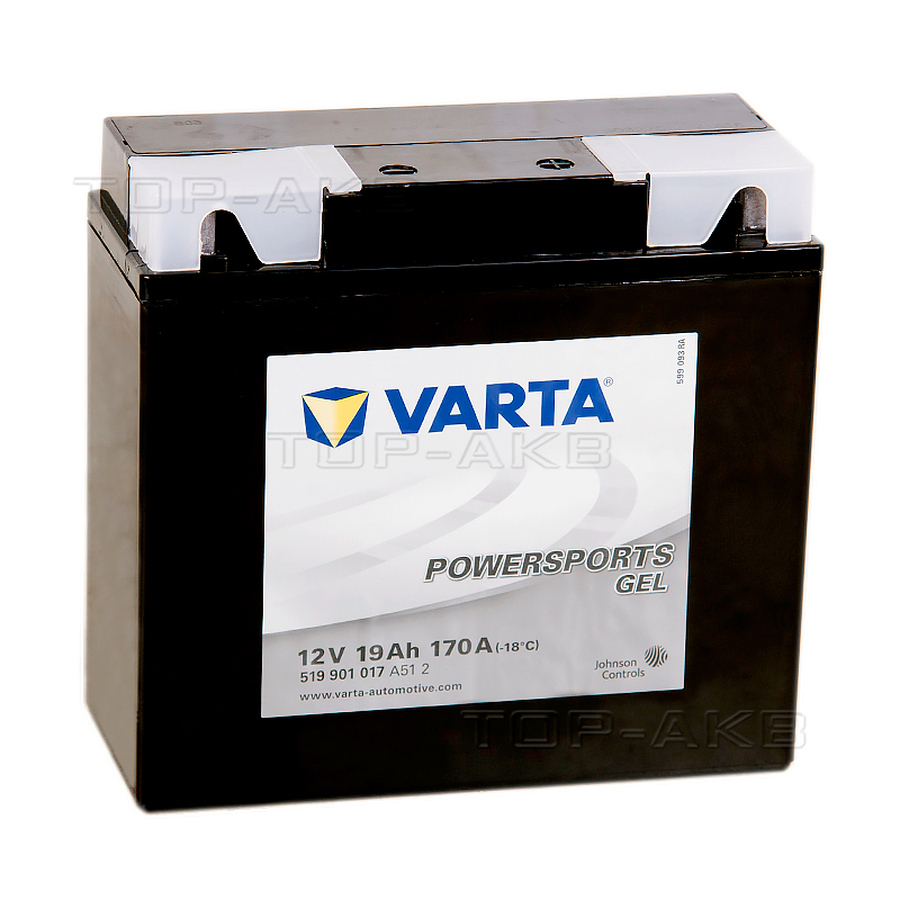 Мото аккумулятор VARTA Powersports GEL 19 Ач 170А (185x80x170) обратная пол. 519 901 017