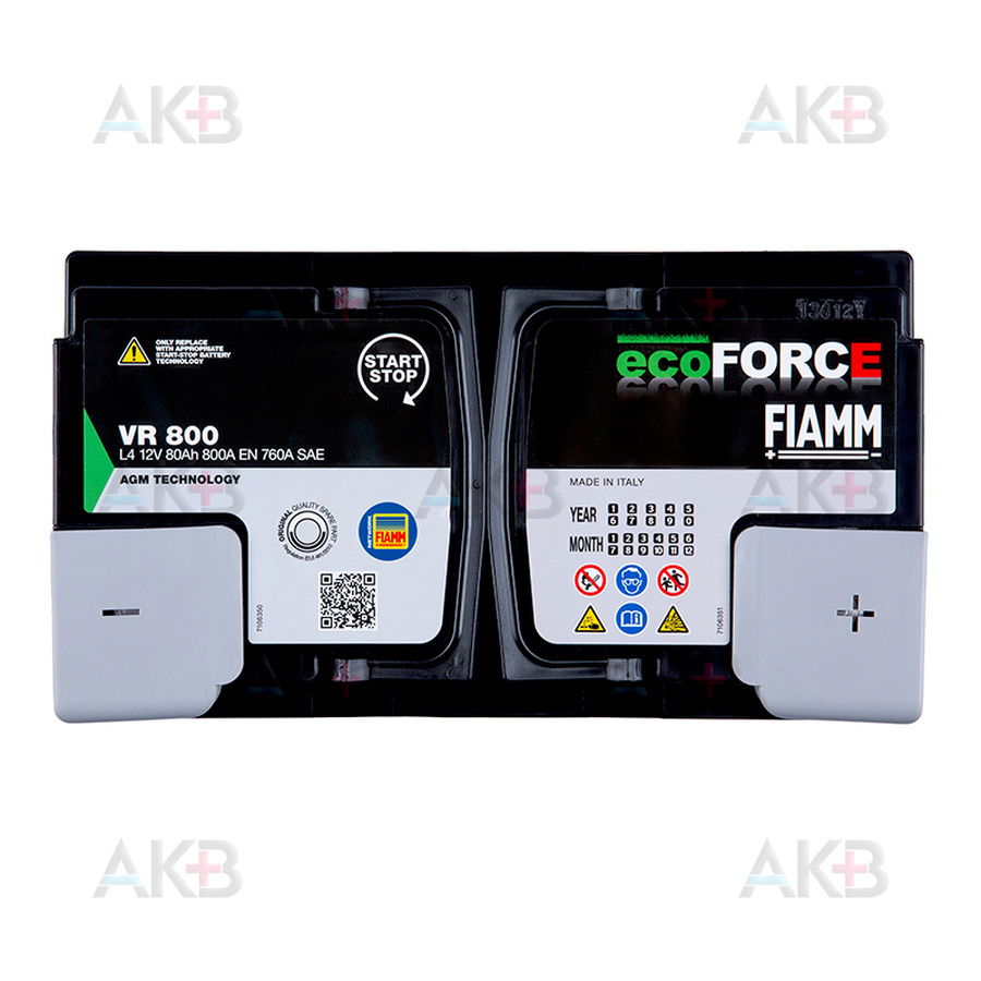 Автомобильный аккумулятор Fiamm Ecoforce AGM 80 Ач 800A обр. пол. (315x175x190) L4 VR800