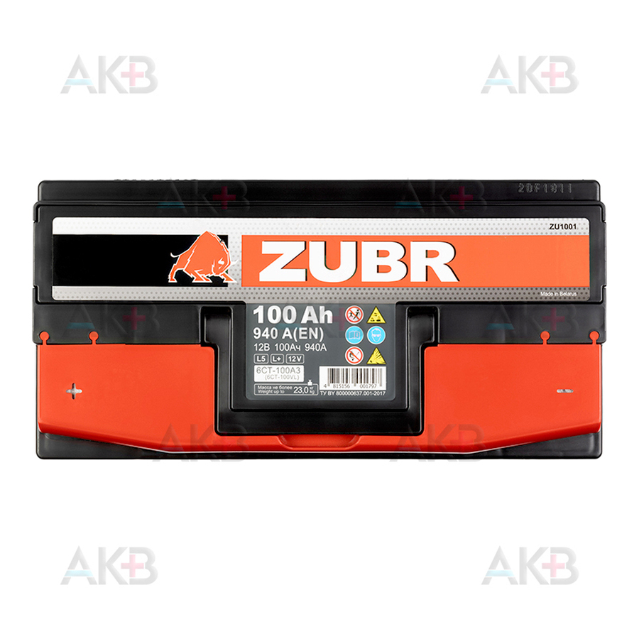 Автомобильный аккумулятор ZUBR Ultra 100L 940A (353x175x190)