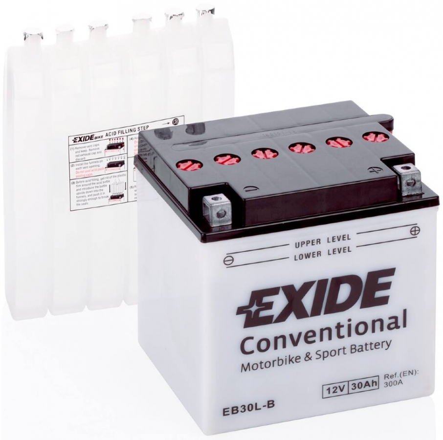 Мото аккумулятор Exide Conventional EB30L-B 12V 30Ah 300A (166х126х175) обр. пол. (сухоз.)
