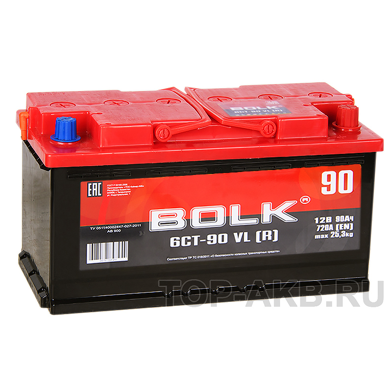 Автомобильный аккумулятор BOLK 90R 720A 353x175x190 AB900
