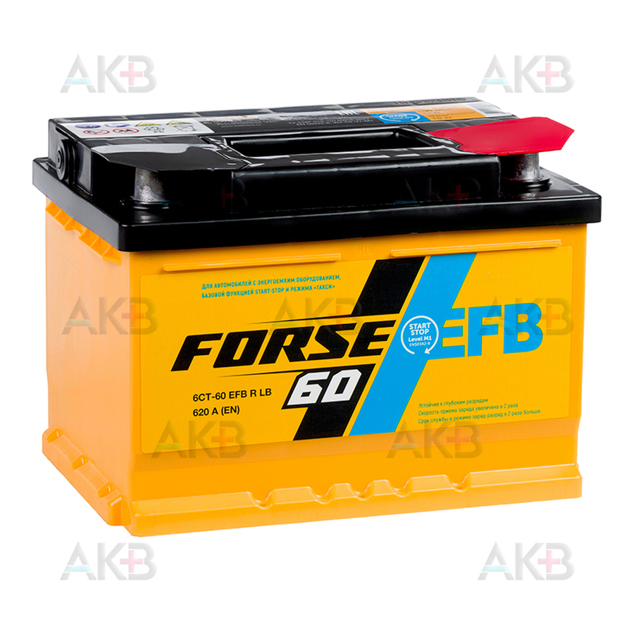 Автомобильный аккумулятор Forse EFB 60R низкий 620A (242x175x175) Start-Stop