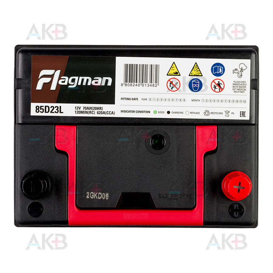 Автомобильный аккумулятор Flagman 85D23L 70R 620A 232x172x220